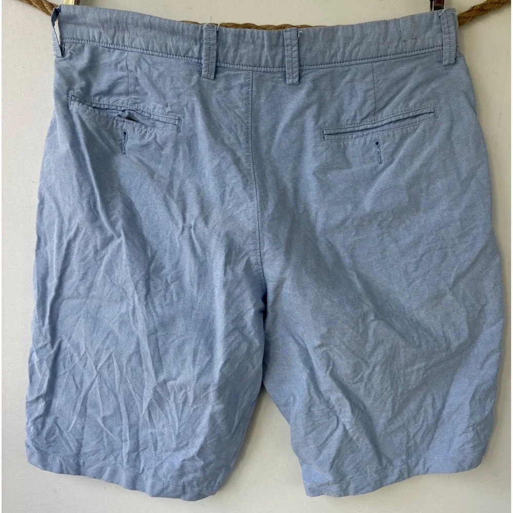 J. Crew Stanton Shorts Mens 33 Light Blue Chambray Cotton Casual Summer 9 Inch